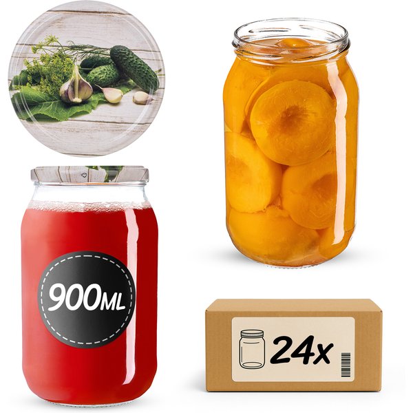 Słoiki na przetwory Simo 900ml fi 82 mm 24szt + wieczko Ogórek
