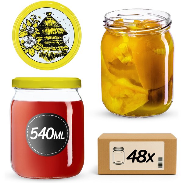 Słoiki Senna 540ml 48szt fi 82 mm + wieczka "Pszczoły"