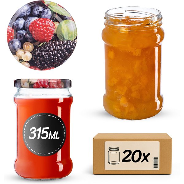 Słoiki na przetwory Seno 315ml fi 66 mm 20szt + wieczko Owoce leśne