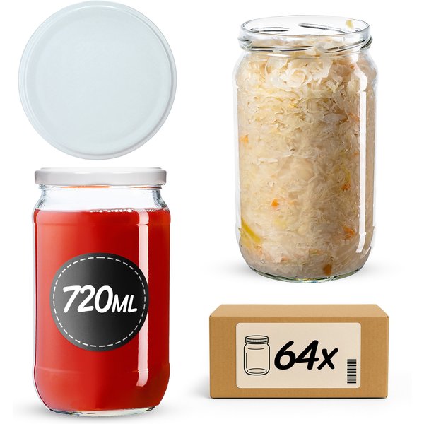 Słoiki na przetwory Niva 720ml 64szt fi 82 mm + wieczka białe
