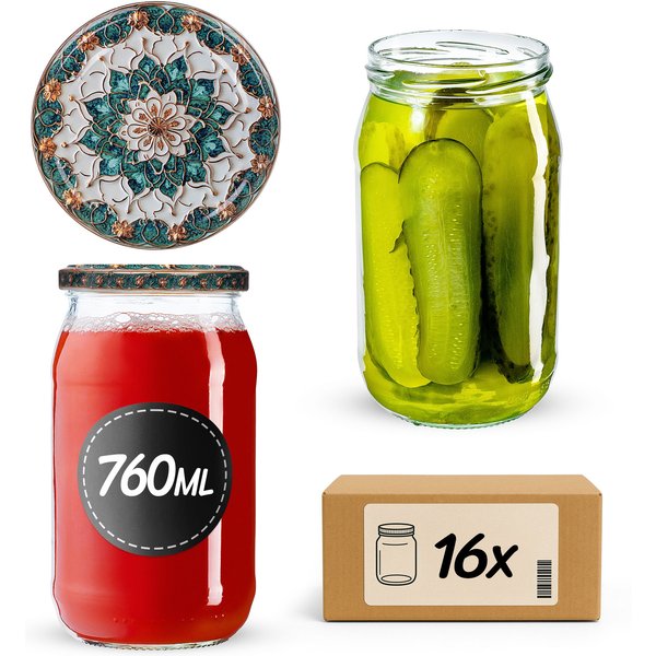 Słoiki na przetwory Niva 760ml fi 82 mm 16szt + wieczko Ceramics 1