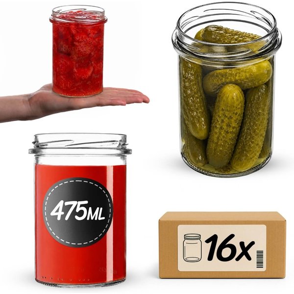 Słoiki na przetwory Befa 475ml 16szt fi 82 mm bez wieczka