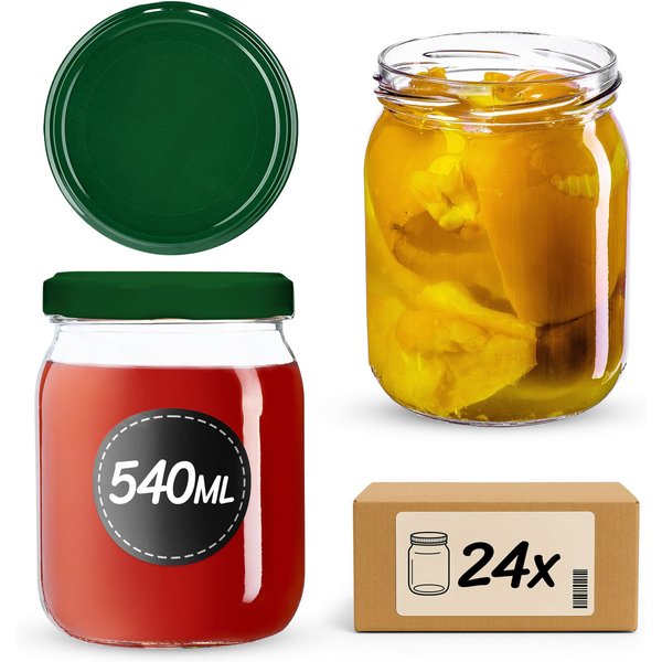 Słoiki Senna 540ml 24szt fi 82 mm + wieczka zielone