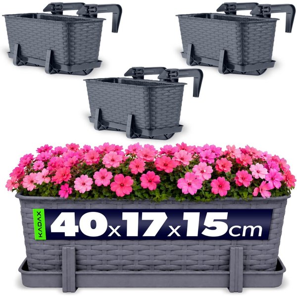 Skrzynka balkonowa z uchwytami Castro grafit 40 cm, 3 szt.