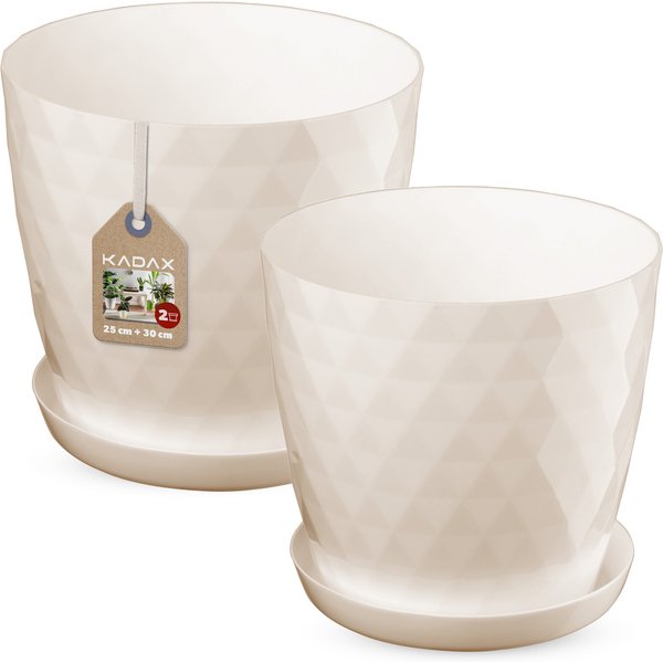 Doniczka na kwiaty z podstawką kremowa Amily 25 cm + 30 cm, 2 szt.