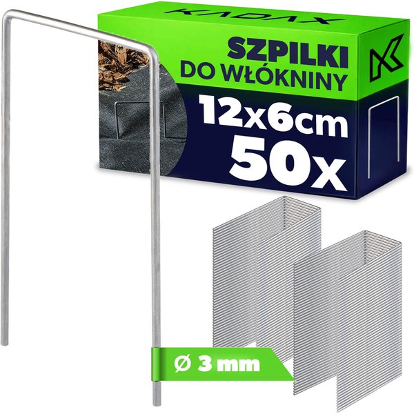 Szpilki do włókniny 12 x 6 cm, 50 szt.