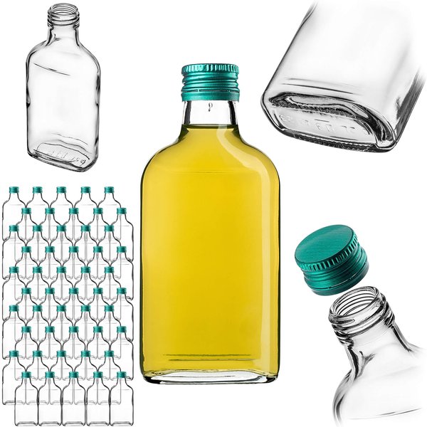 Butelka piersiówka Viane 200ml z zieloną zakrętką 50 szt.