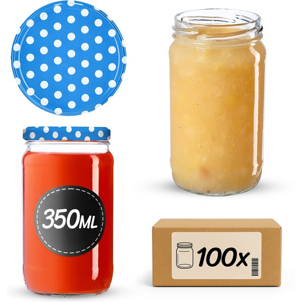 Słoiki na przetwory Gera 350ml fi 66 mm 100szt + wieczko Groszek niebieski