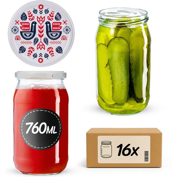 Słoiki na przetwory Niva 760ml fi 82 mm 16szt + wieczko Kurpie