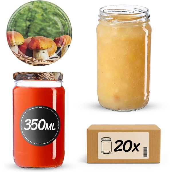 Słoiki na przetwory Gera 350ml fi 66 mm 20szt + wieczko Grzyby kosz