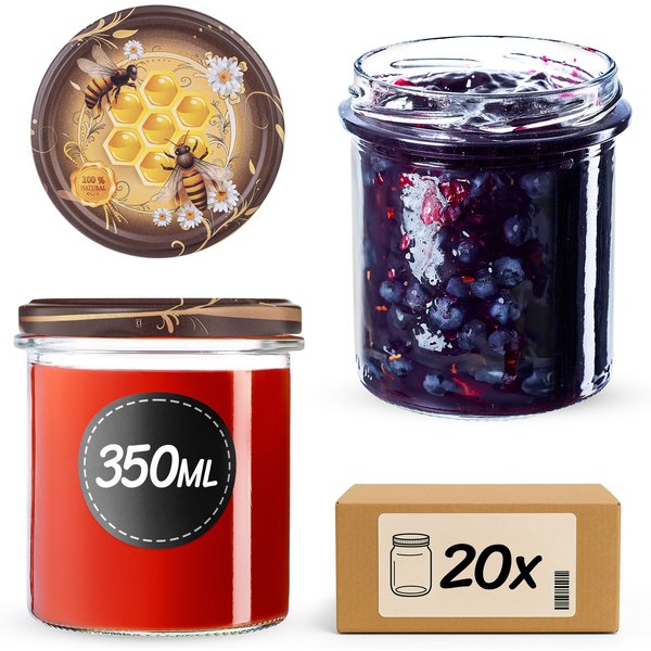 Słoiki na przetwory Avila 350ml fi 82 mm 20szt + wieczko Miód