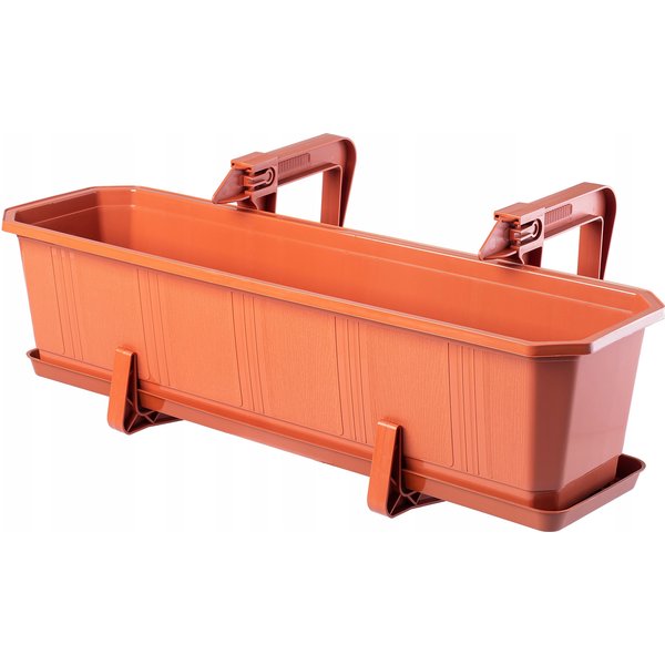 Skrzynka balkonowa z podstawką i uchwytami Trani 60 cm, terrakota
