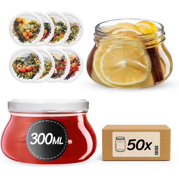 Słoiki na przetwory Raja 300ml fi 82 mm 50szt + wieczko Fruit heart
