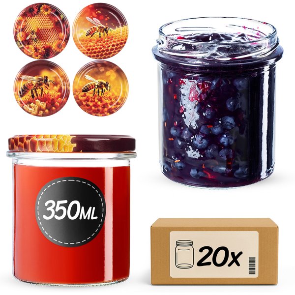 Słoiki na przetwory Avila 350ml fi 82 mm 20szt + wieczko Zestaw miodowy