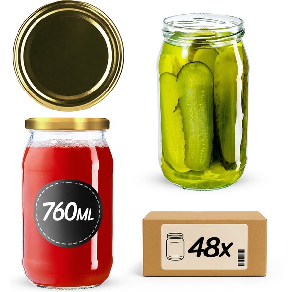 Słoiki na przetwory Niva 760ml fi 82ml + wieczka złote 48szt