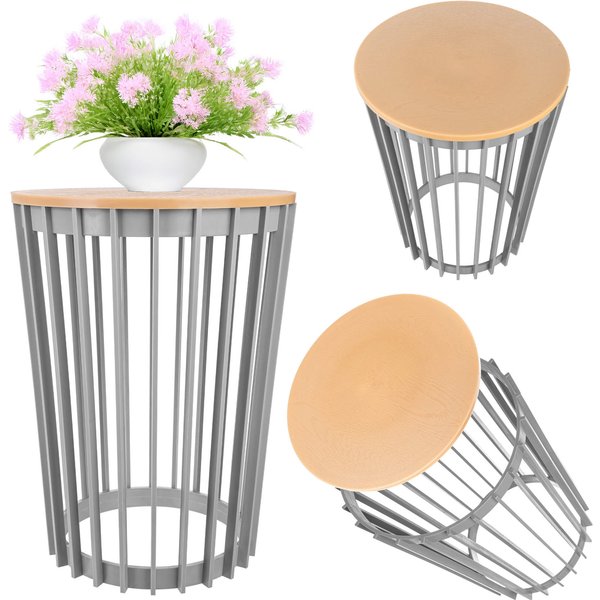 Kwietnik dwustronny Aytre 40 cm platynowy + blat naturalne drewno