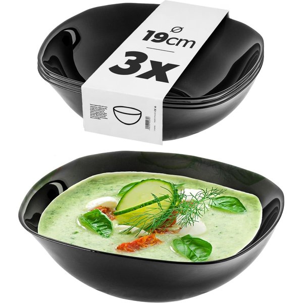 Salaterka szklana czarna 19 cm, 3 szt.