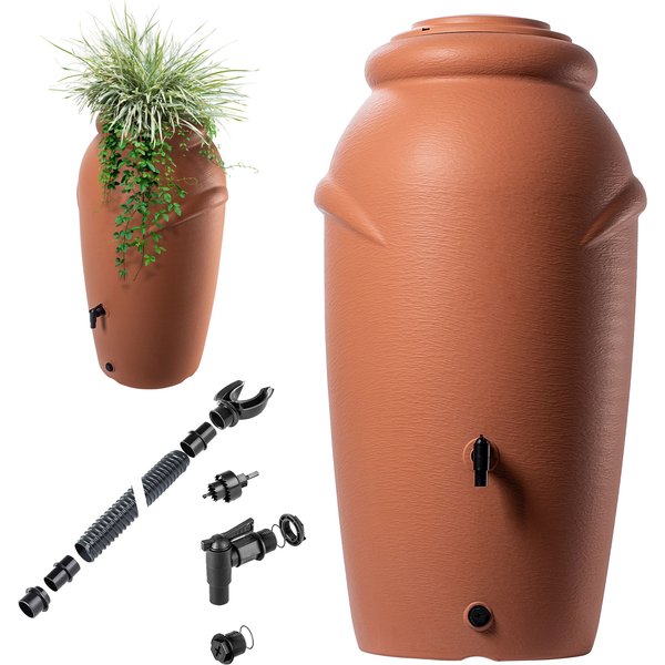 Zbiornik na deszczówkę Vidor 210L + zestaw przyłączeniowy, terrakota