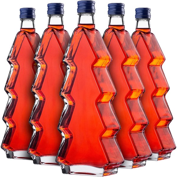 Szklana butelka choinka Enna 500ml z granatową zakrętką 5 szt.