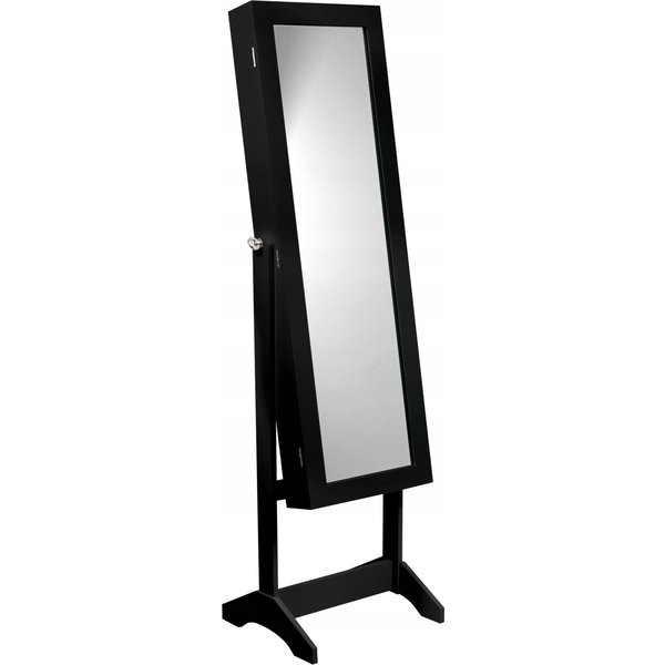 Szafka na biżuterię z lustrem 140 cm, czarna