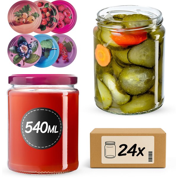 Słoiki na przetwory Maki 540ml fi 82 mm 24szt + wieczko Jagodowy mix