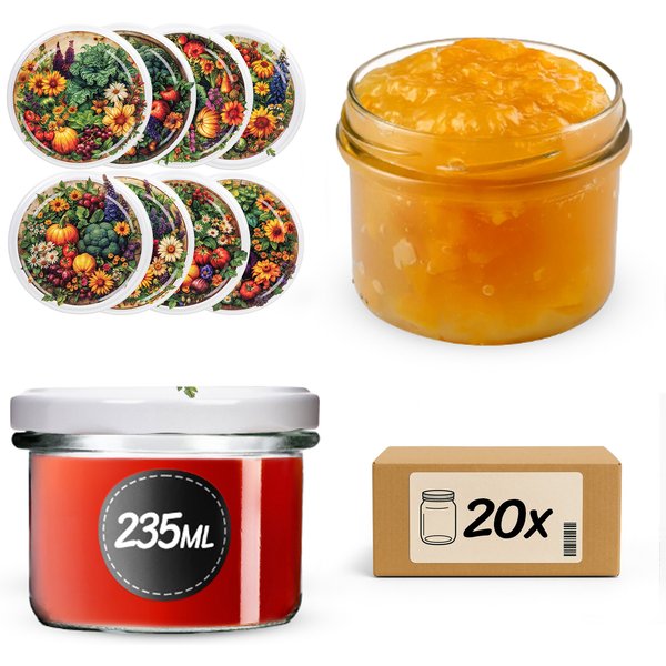 Słoiki na przetwory Tartu 235ml fi 82 mm 20szt + wieczko Warzywny mix