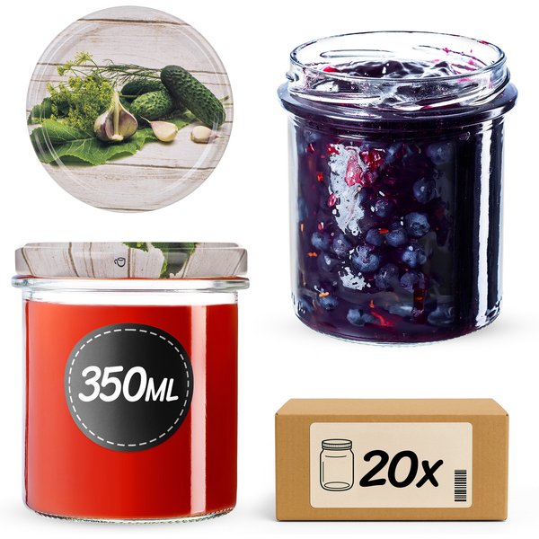 Słoiki na przetwory Avila 350ml fi 82 mm 20szt + wieczko Ogórek