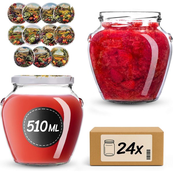 Słoiki na przetwory Sassa 580ml 24szt fi 82 mm + wieczka "Wieś"