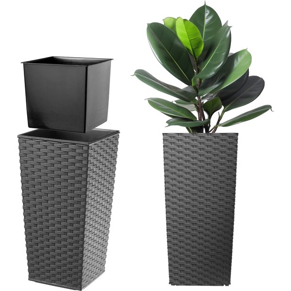 Donica z wkładem rattan Pesaro 30 cm, grafit