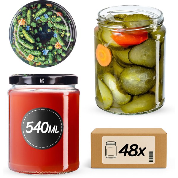 Słoiki na przetwory Maki 540ml fi 82 mm 48szt + wieczko Ogórki czarne