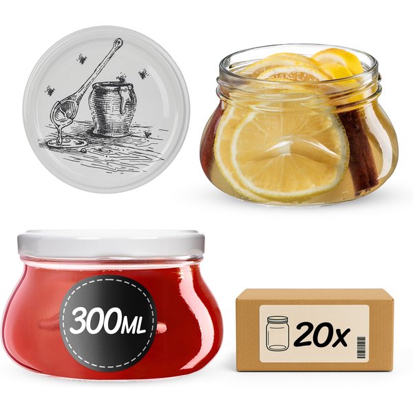 Słoiki na przetwory Raja 300ml fi 82 mm 20szt + wieczko Pszczoła
