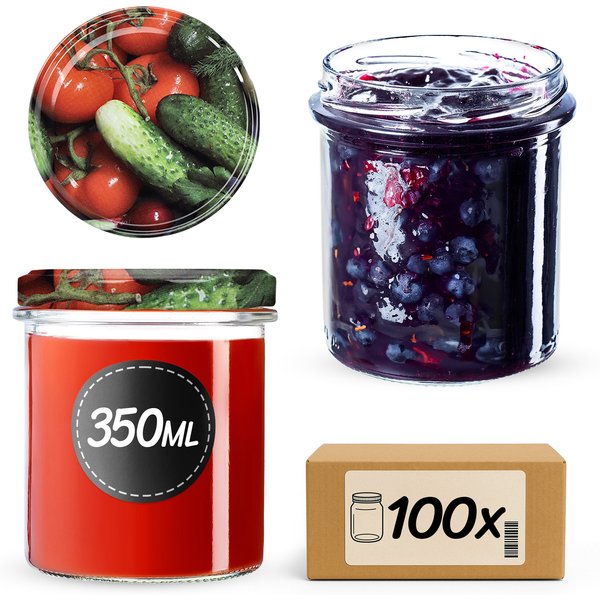 Słoiki na przetwory Avila 350ml 100szt fi 82 mm + wieczka "Warzywa"