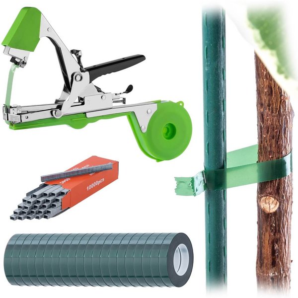 Zestaw zszywacz ogrodniczy Larret + taśma zielona 11 mm x 25 m 20 szt. + zszywki 10000 szt.