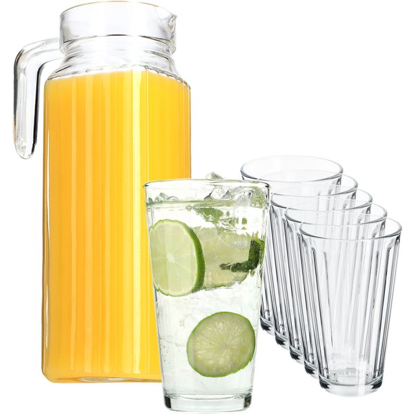 Zestaw szklanek Blera 360 ml 6 szt + Dzbanek Bargano 1,1L