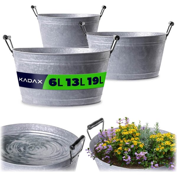 Zestaw stalowych misek ogrodowych Saix 19L + 13L + 6L