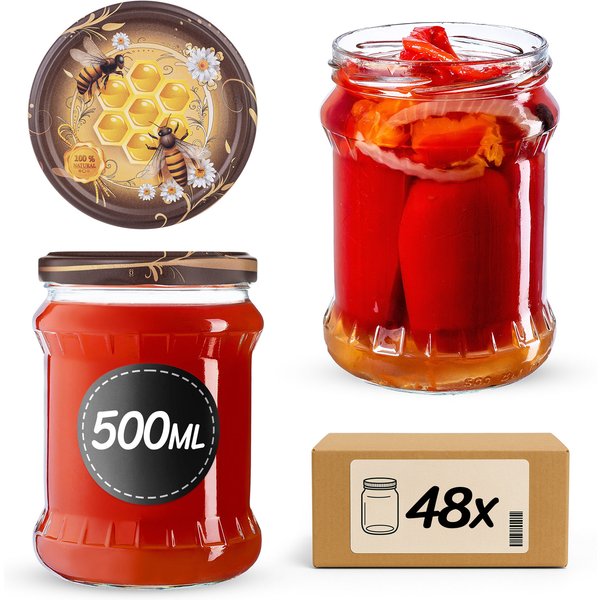 Słoiki na przetwory Kisko 500ml fi 82 mm 48szt + wieczko Miód