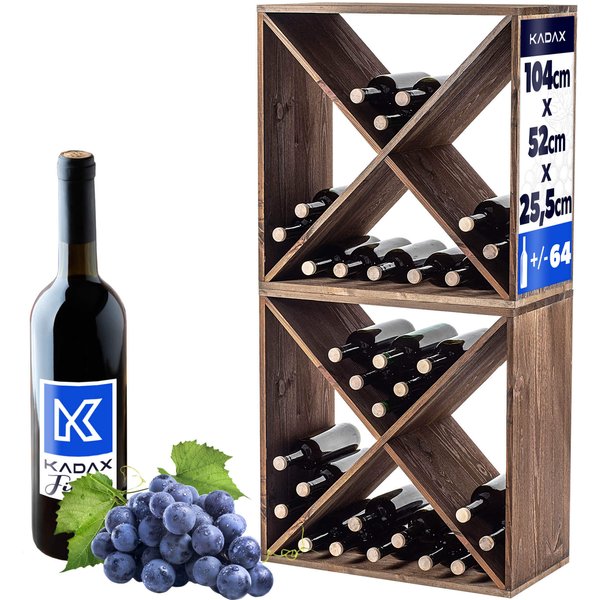 Regał na wino Loreo X drewniany ciemny brąz 2szt