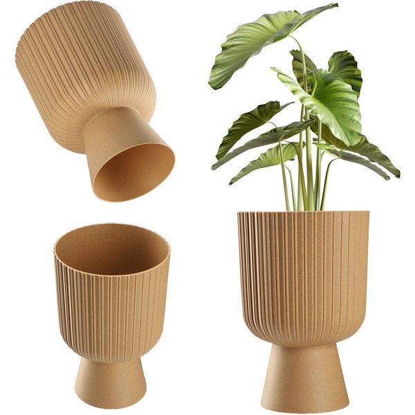 Doniczka na nóżce Golem Eco 18 cm, naturalne drewno