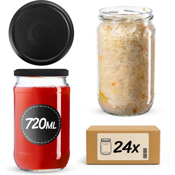 Słoiki na przetwory Niva 720ml fi 82 mm 24szt + wieczko Czarny mat
