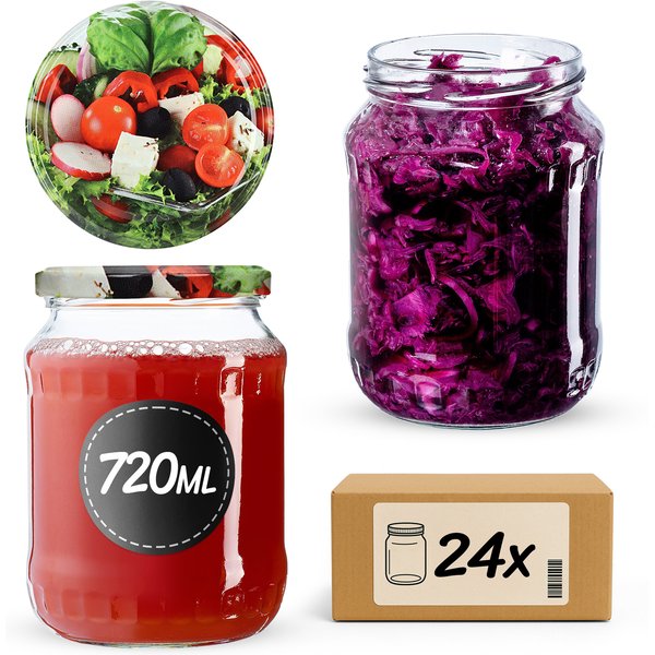 Słoiki na przetwory Jukka 720ml 24szt fi 82 mm + wieczka "Mix warzyw"