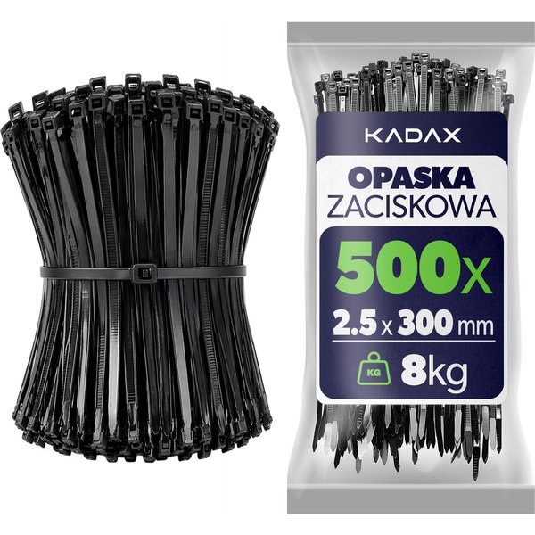 Opaski zaciskowe Maurens 300 x 2.5 mm czarne 500 szt.