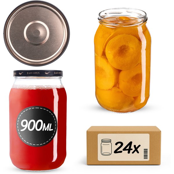 Słoiki na przetwory Simo 900ml fi 82 mm 24szt + wieczko Czarno złote