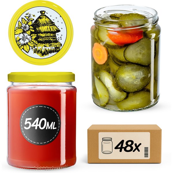 Słoiki na przetwory Maki 540ml 48szt fi 82 mm + wieczka "Pszczoły"