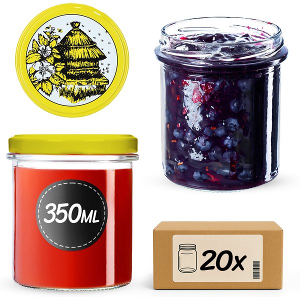 Słoiki na przetwory Avila 350ml 20szt fi 82 mm + wieczka "Pszczoły"