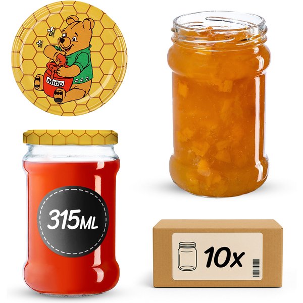 Słoiki na przetwory Seno 315ml 10szt fi 66 mm + wieczka "Miód"