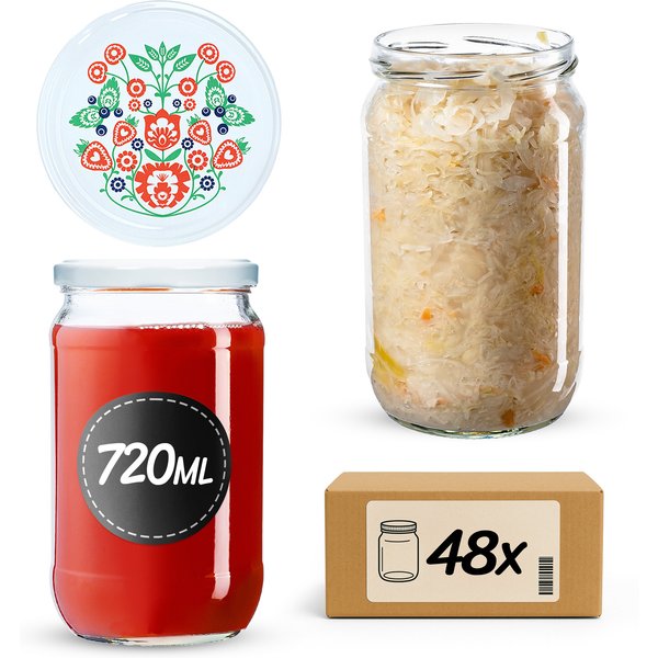 Słoiki na przetwory Niva 720ml 48szt fi 82 mm + wieczka "Folklor"