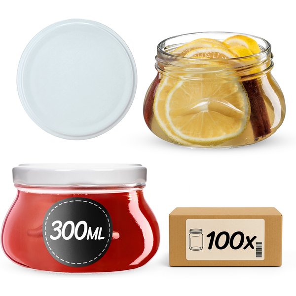 Słoiki na przetwory Raja 300ml 100szt fi 82 mm + wieczka białe