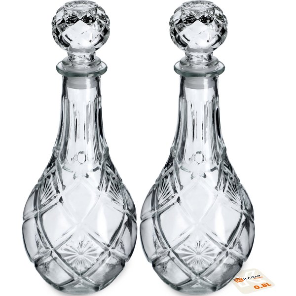 Karafka szklana Nance 0,8L na whisky z korkiem 2szt