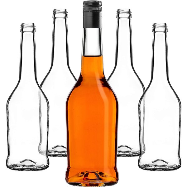 Szklana butelka na nalewkę Loiret 500ml z długą czarną zakrętką 10 szt.