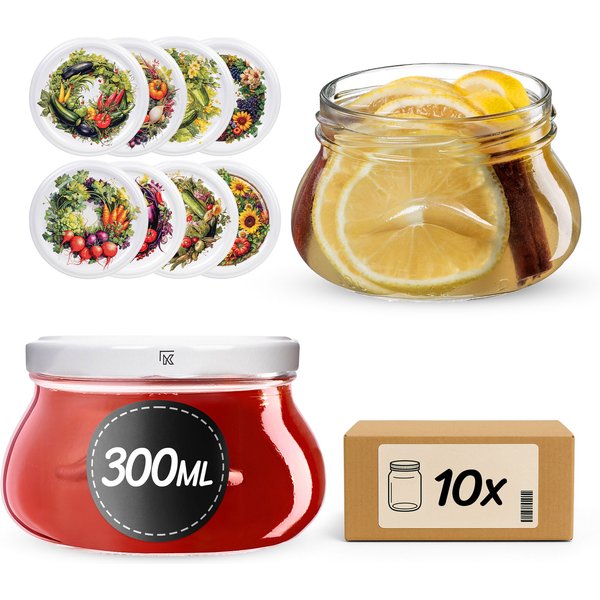 Słoiki na przetwory Raja 300ml fi 82 mm 10szt + wieczko Garden wreath